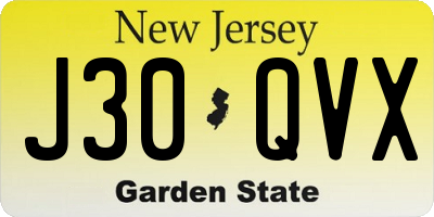NJ license plate J30QVX