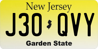 NJ license plate J30QVY