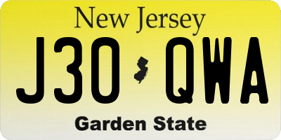 NJ license plate J30QWA