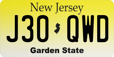 NJ license plate J30QWD