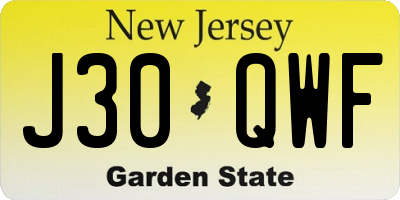 NJ license plate J30QWF