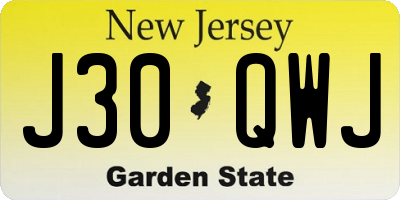 NJ license plate J30QWJ