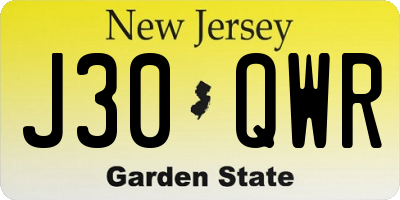NJ license plate J30QWR