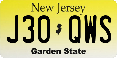 NJ license plate J30QWS
