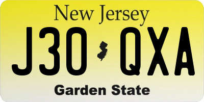 NJ license plate J30QXA