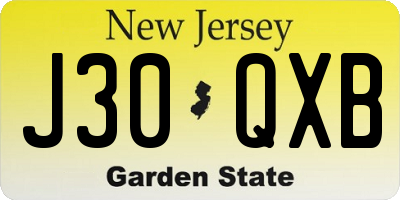 NJ license plate J30QXB