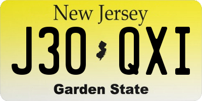 NJ license plate J30QXI
