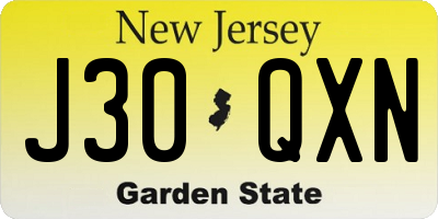 NJ license plate J30QXN