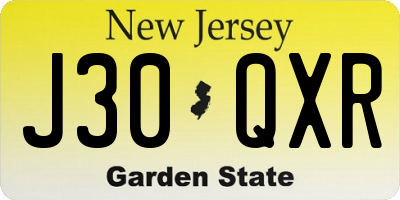 NJ license plate J30QXR