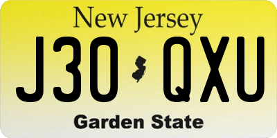 NJ license plate J30QXU