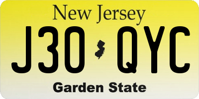 NJ license plate J30QYC