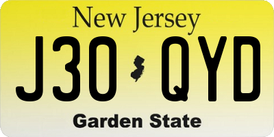 NJ license plate J30QYD