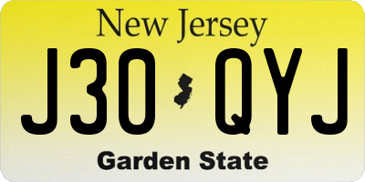 NJ license plate J30QYJ