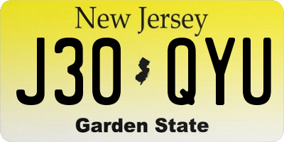 NJ license plate J30QYU