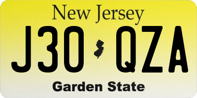 NJ license plate J30QZA