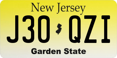 NJ license plate J30QZI