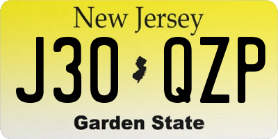 NJ license plate J30QZP