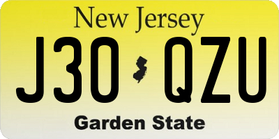 NJ license plate J30QZU
