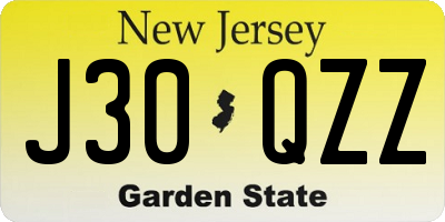 NJ license plate J30QZZ