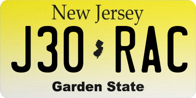 NJ license plate J30RAC
