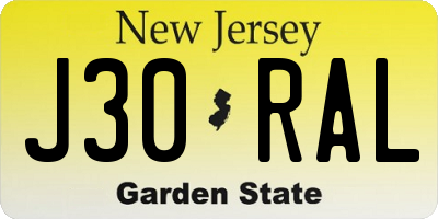 NJ license plate J30RAL