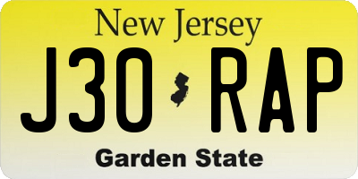 NJ license plate J30RAP