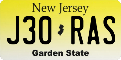NJ license plate J30RAS
