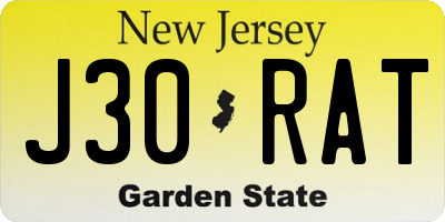 NJ license plate J30RAT