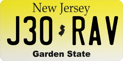 NJ license plate J30RAV