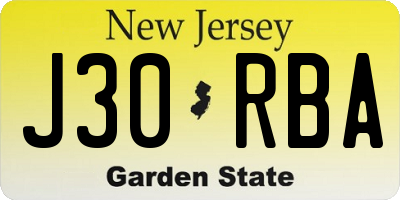 NJ license plate J30RBA