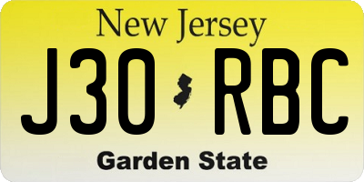 NJ license plate J30RBC