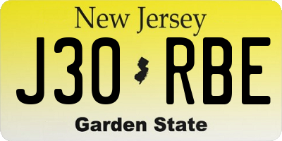 NJ license plate J30RBE