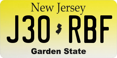 NJ license plate J30RBF