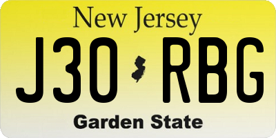 NJ license plate J30RBG