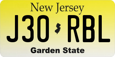 NJ license plate J30RBL