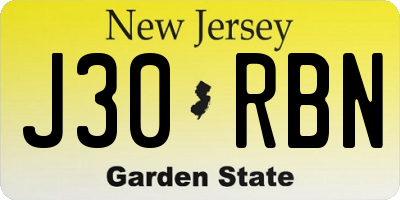 NJ license plate J30RBN
