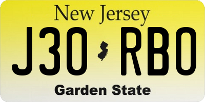 NJ license plate J30RBO