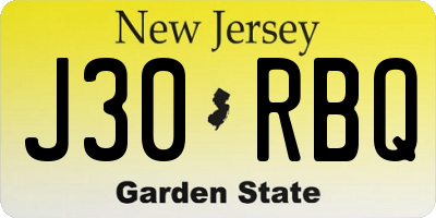 NJ license plate J30RBQ