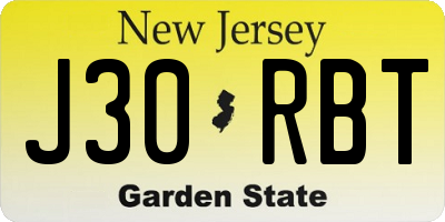 NJ license plate J30RBT