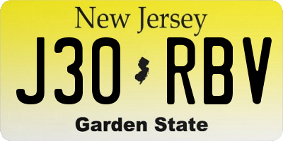 NJ license plate J30RBV