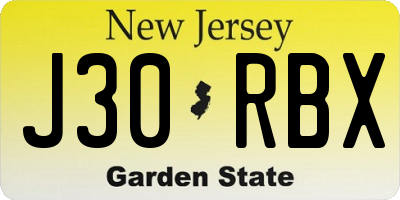NJ license plate J30RBX