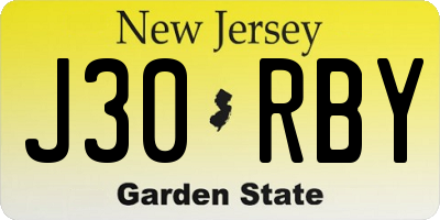 NJ license plate J30RBY