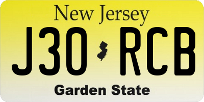 NJ license plate J30RCB