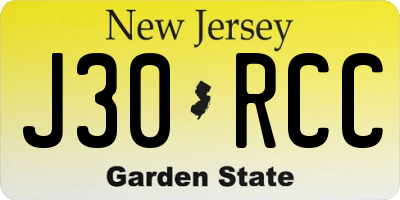 NJ license plate J30RCC