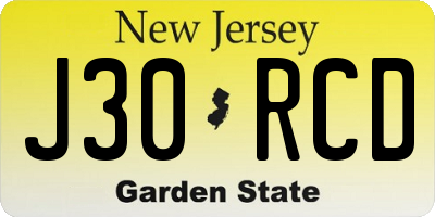 NJ license plate J30RCD