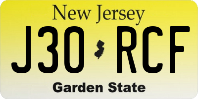 NJ license plate J30RCF