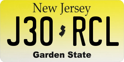 NJ license plate J30RCL
