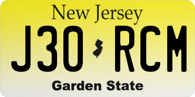 NJ license plate J30RCM