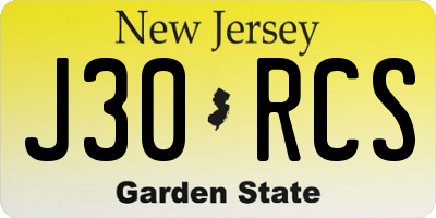 NJ license plate J30RCS