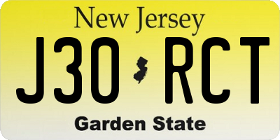 NJ license plate J30RCT